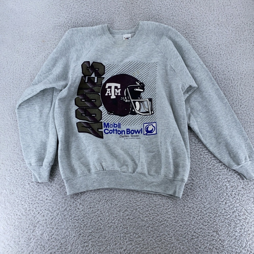 Vintage Texas A&M Aggies Sweater Mens M/L Gray NCAA Football Cotton Bowl 90s
